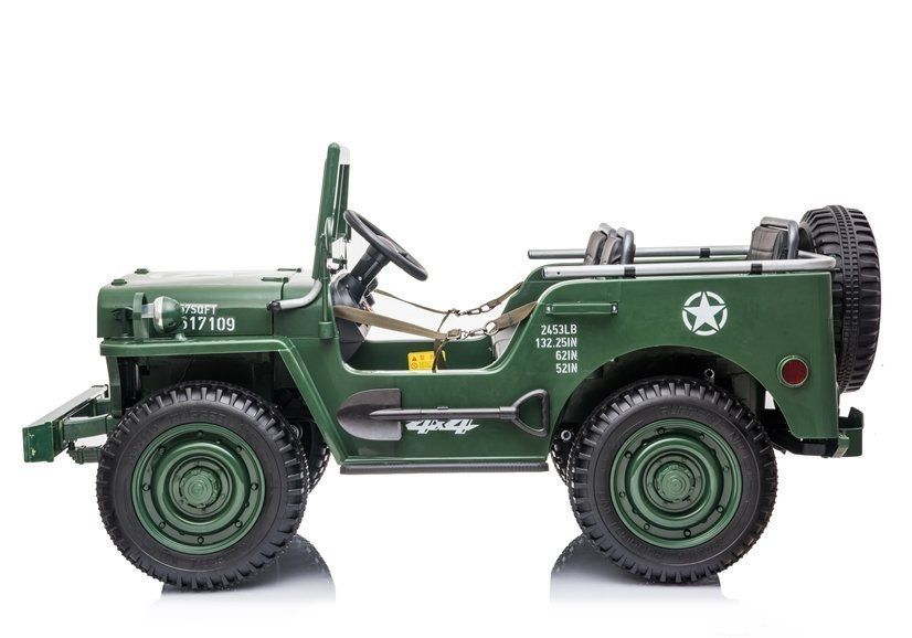 TRZY osobowy 4x4 +ŁOPATKA  Auto na Akumulator  willys  JH101 Khaki