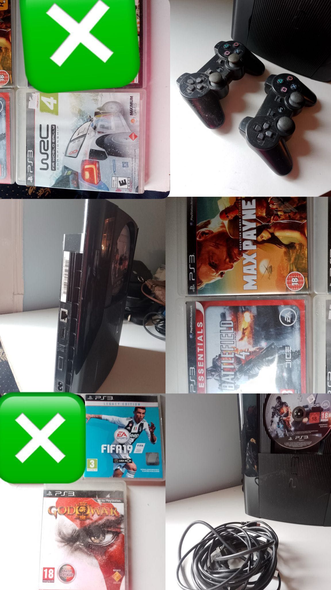 Ps3 com 2 comandos e jogos