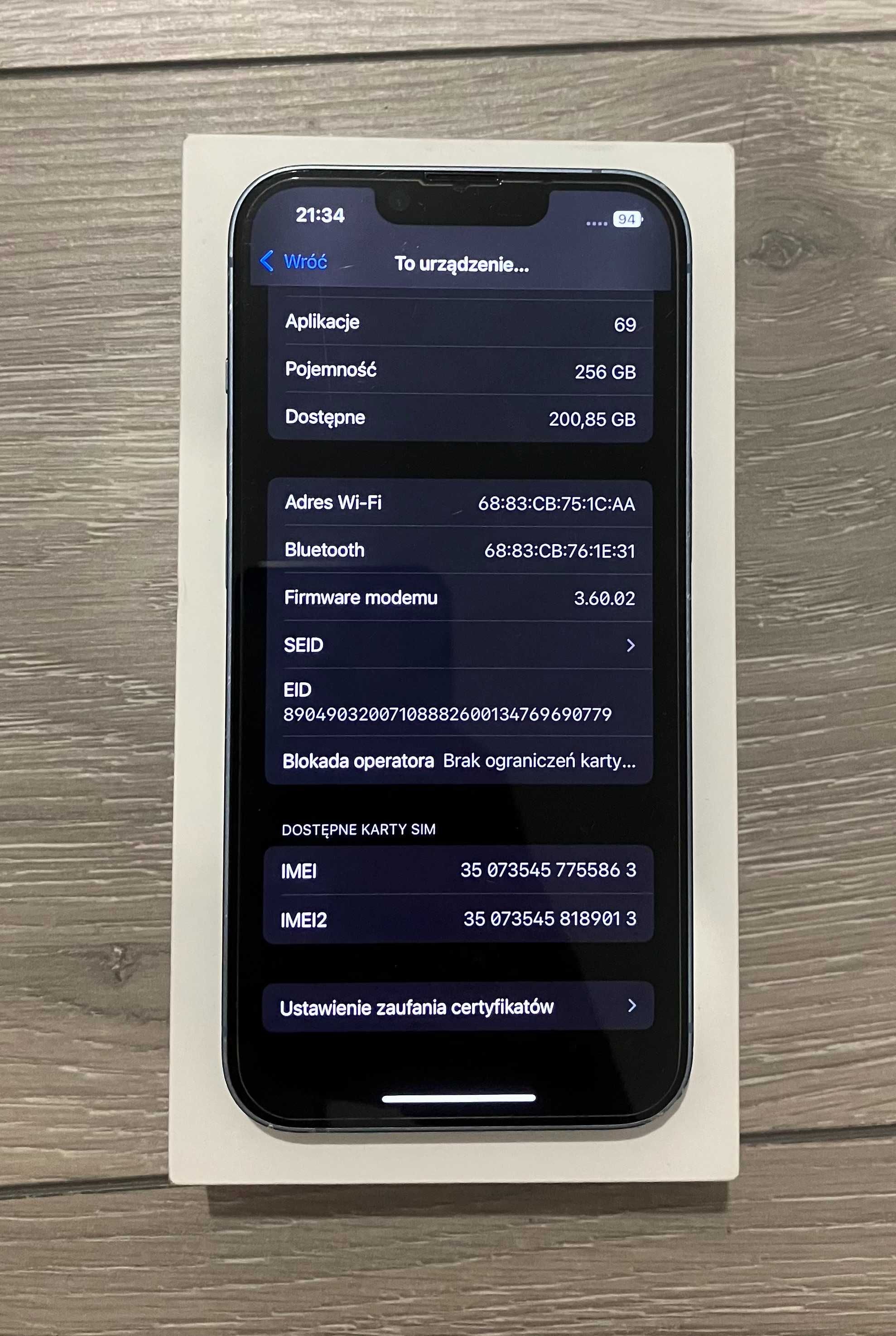 Iphone 14 256GB Niebieski