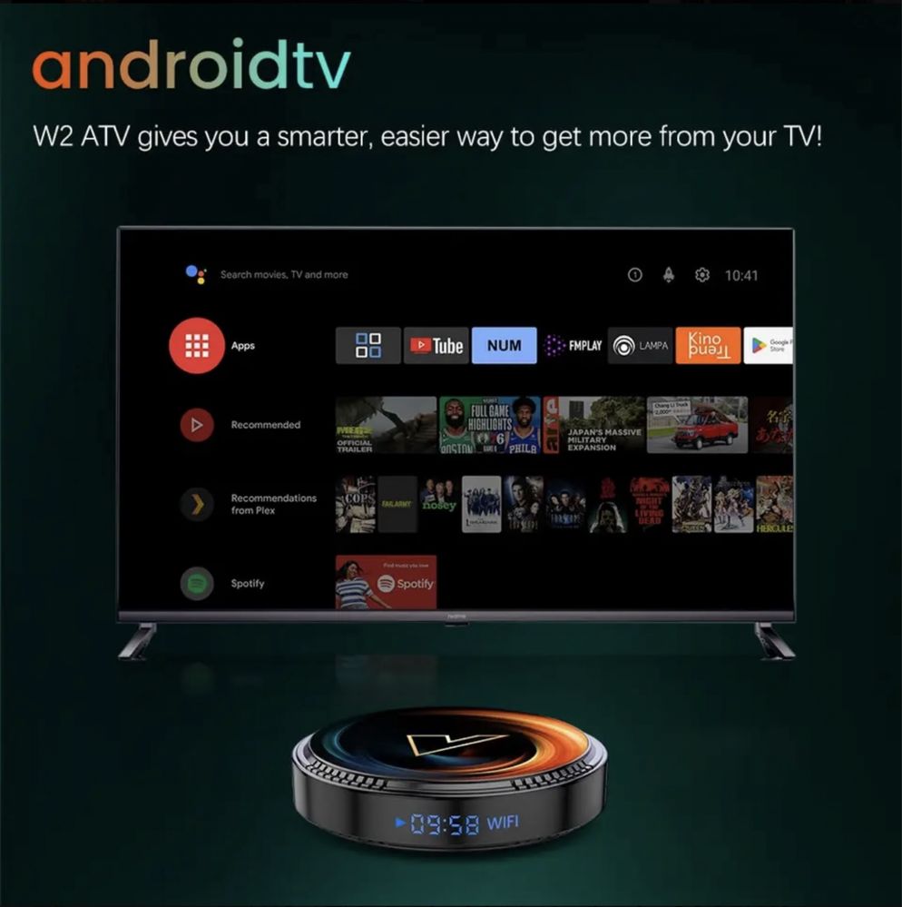 Смарт ТВ приставка Vontar W2 ATV 4/64Гб. Smart tv box Android TV