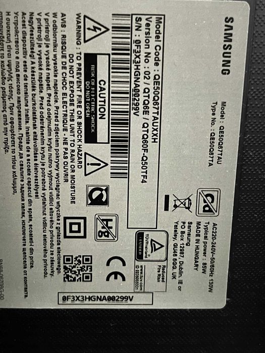 Samsung QLED, LED TV 50 cali, smart WiFi QE50Q67TAU