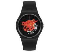 Часы Swatch черные   с открытым механизмом скелетон
