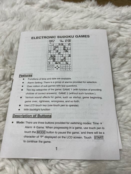 Gra elektroniczna Sudoku