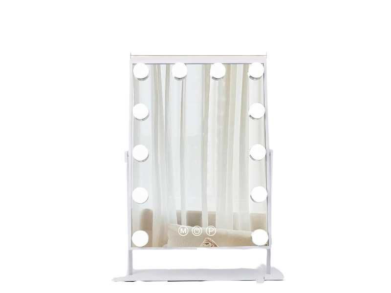 Hansong lustro makijażowe LED 30×30 cm 12 led 3 tryby 10× powiększenie