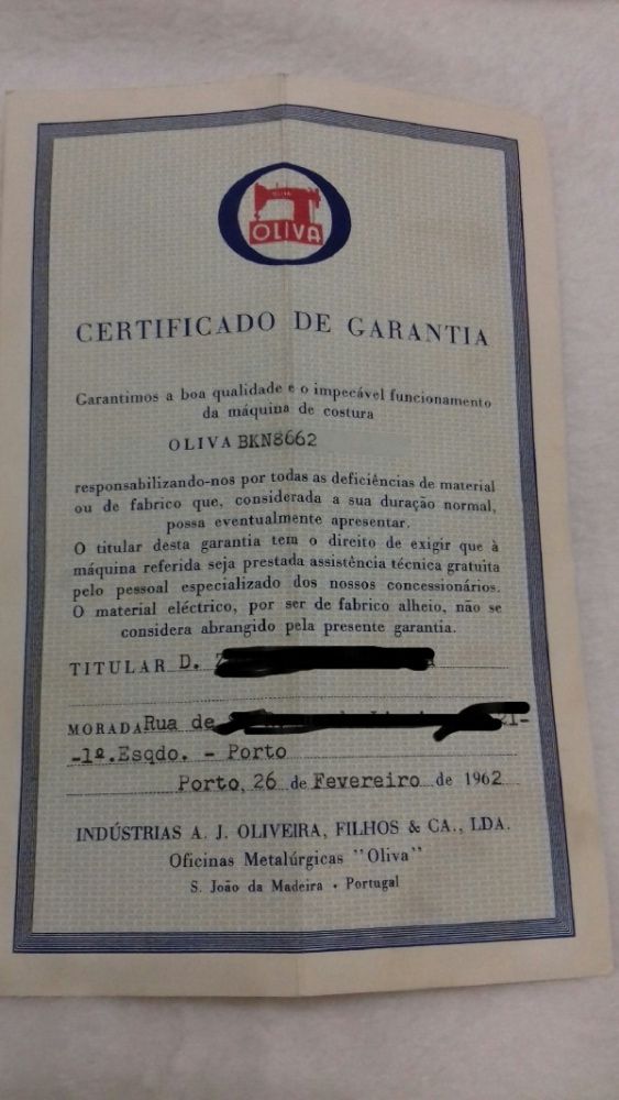 Máquina de Costura Oliva antiga 1962 a funcionar, garantia vitalicia