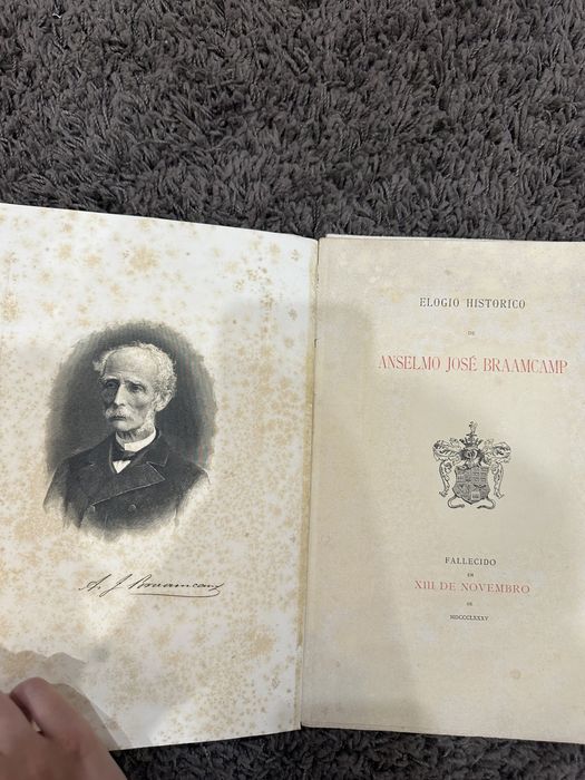 livro raro Elogio Histórico de Anselmo JOSÉ BRAANCAMP.