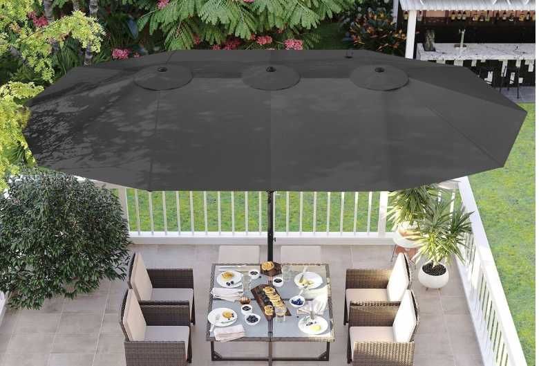 Duży parasol przeciwsłoneczny z ochroną szary