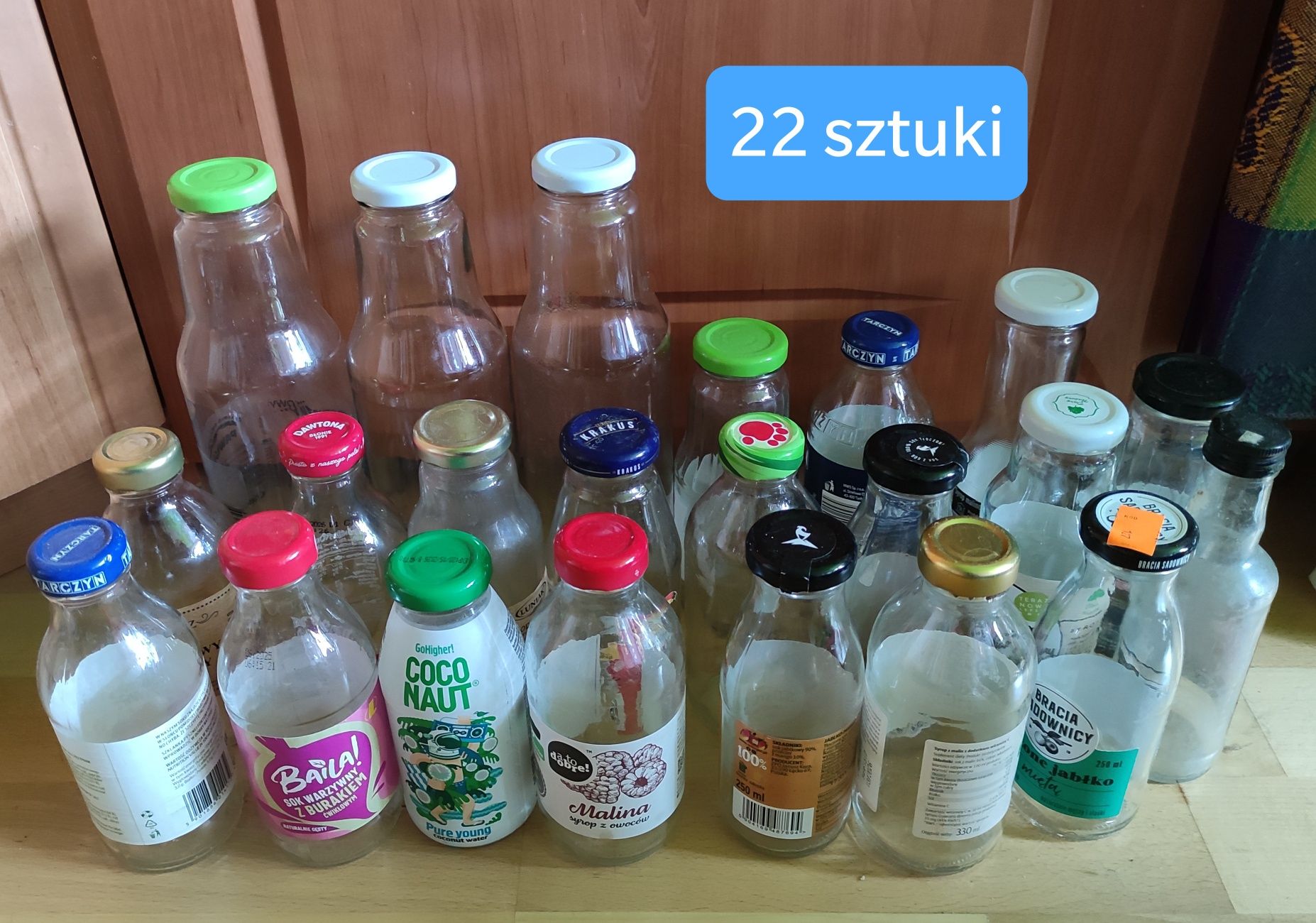 Butelki na soki szklane zakręcane 26 sztuk