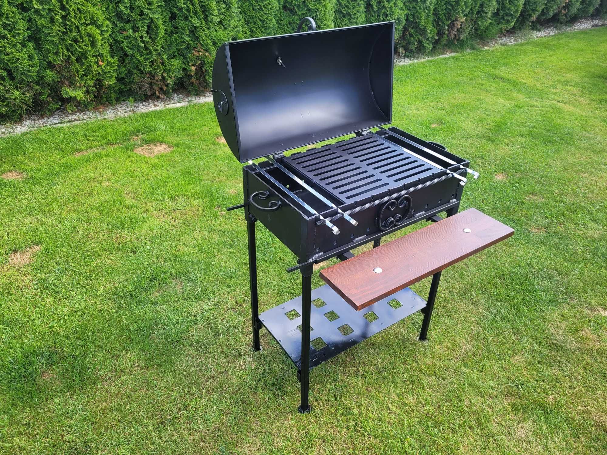 Grill węglowy DUŻY SOLIDNY stal 4mm Palenisko 32x60cm ŚLĄSK