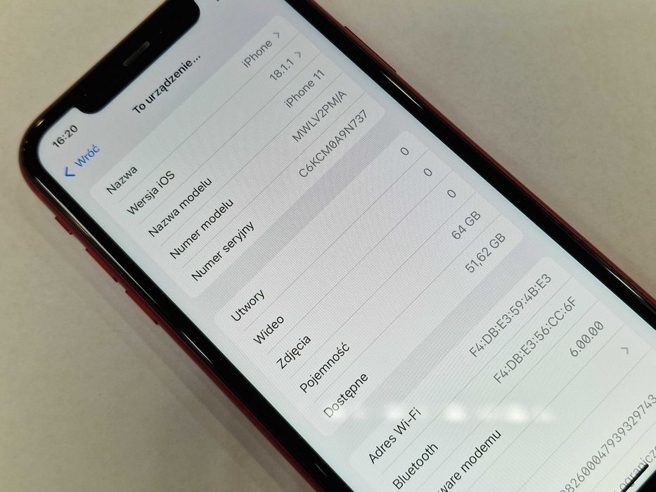 Iphone 11 64GB/ Red/ Czerwony/ BAT 84%/ Grade A-/ Gwarancja
