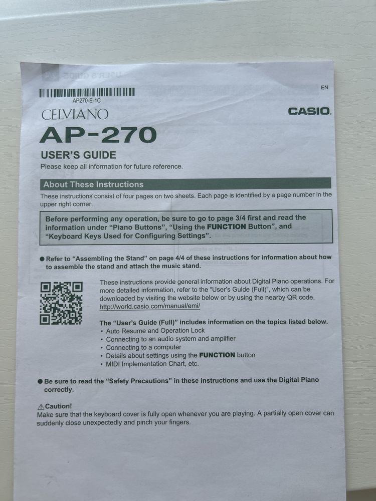 Продам цифрове піаніно Casio Celviano AP-270 (біле) | Як нове | Київ