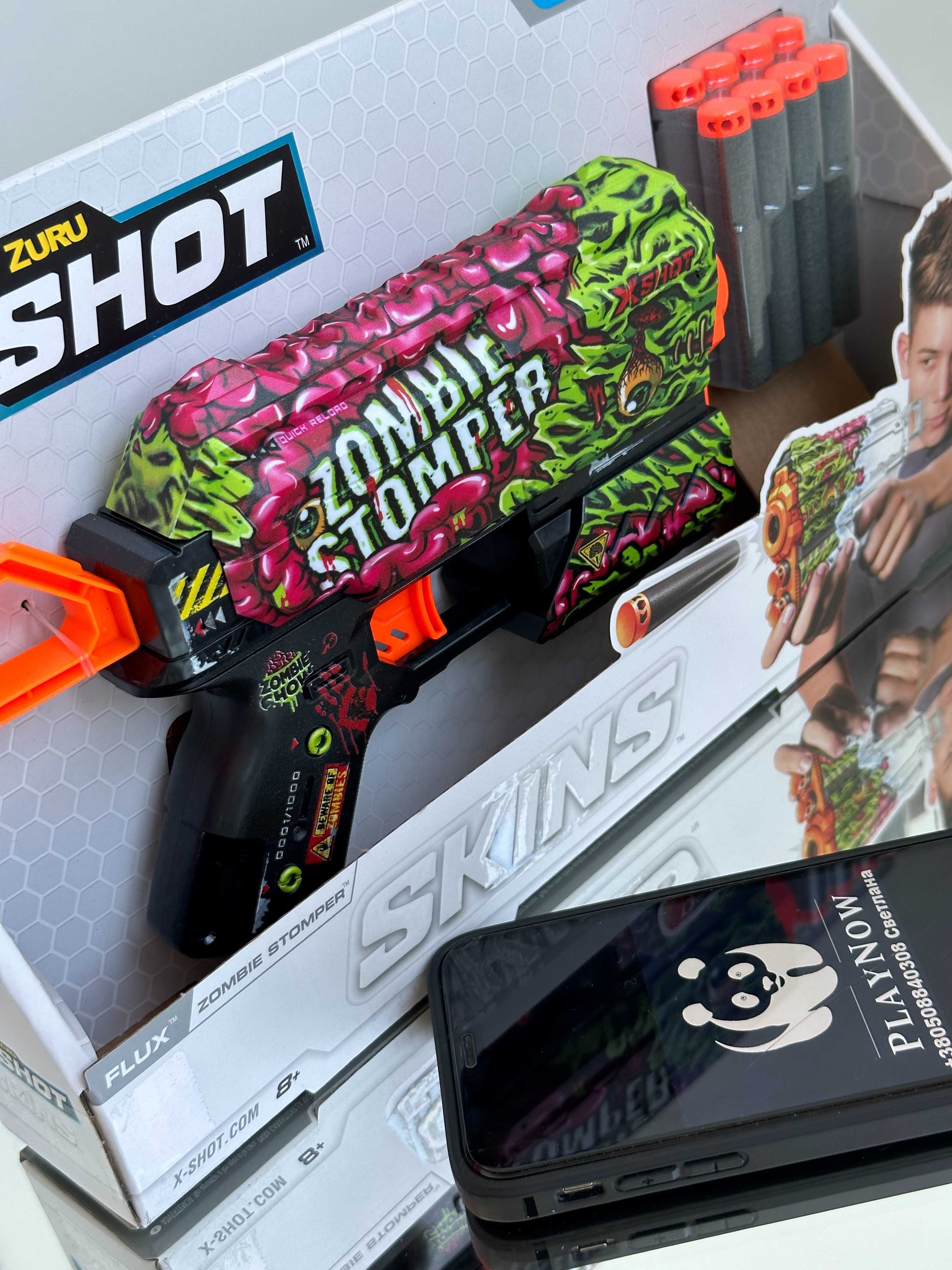 Бластер X-Shot Skins Flux Zombie/Детское скорострельное оружие*