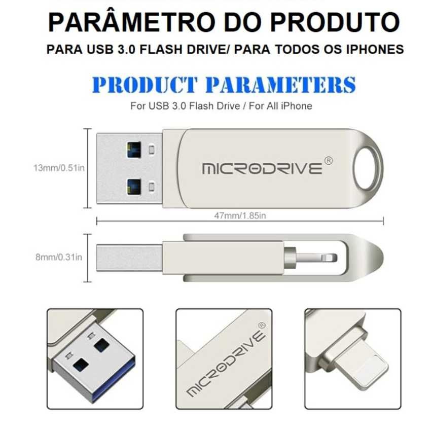 Pen Drive 128 GB USB 3.0 e Iphone