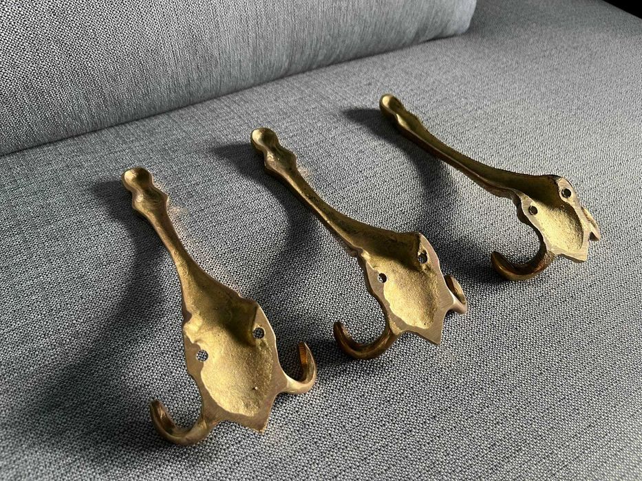 Mosiężne wieszaki, wieszaki z mosiądzu - 3 sztuki