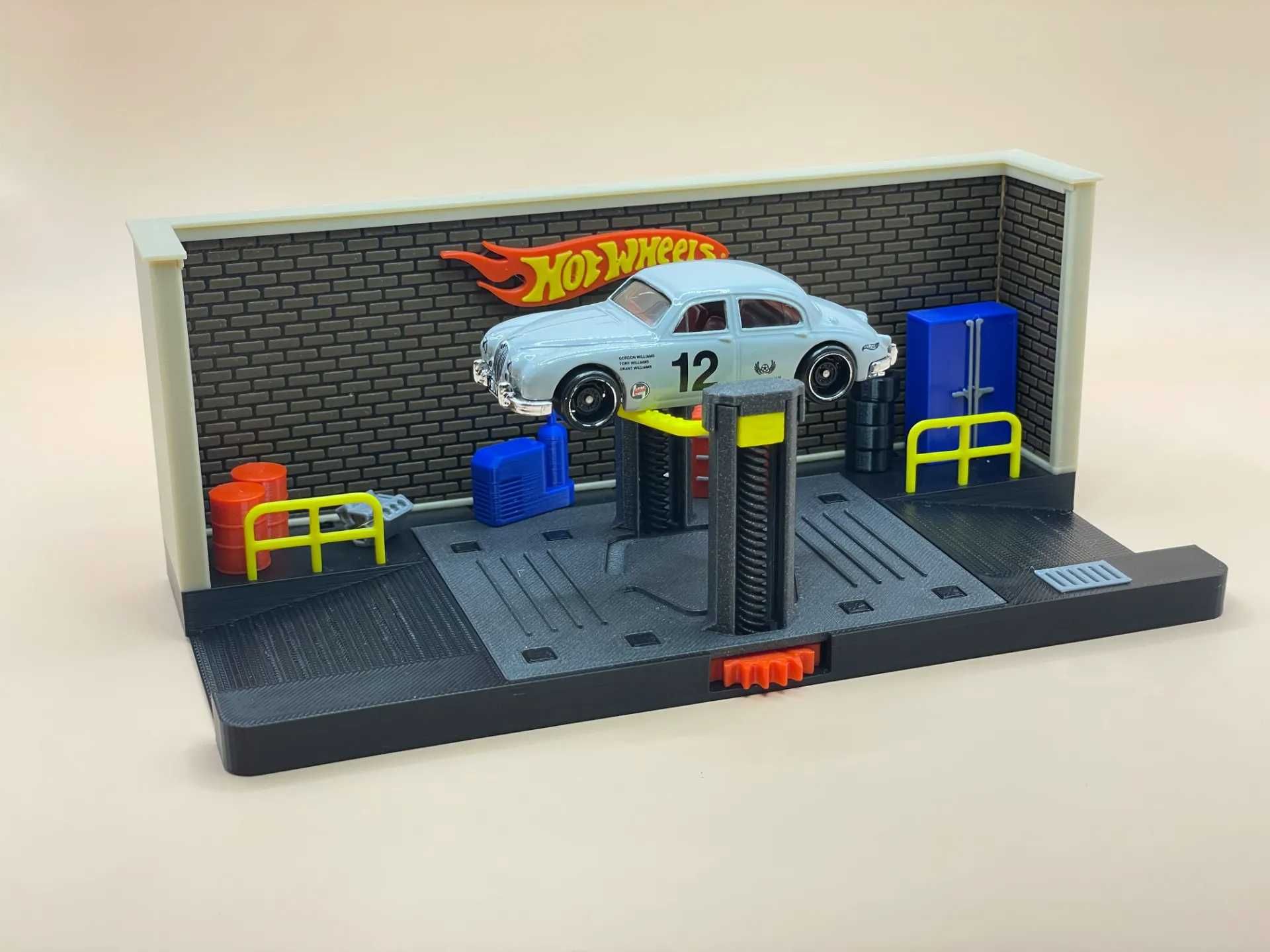 DIORAMA Ruchoma Podnośnik Garaż Hot Wheels Matchbox Majorette DODATKI