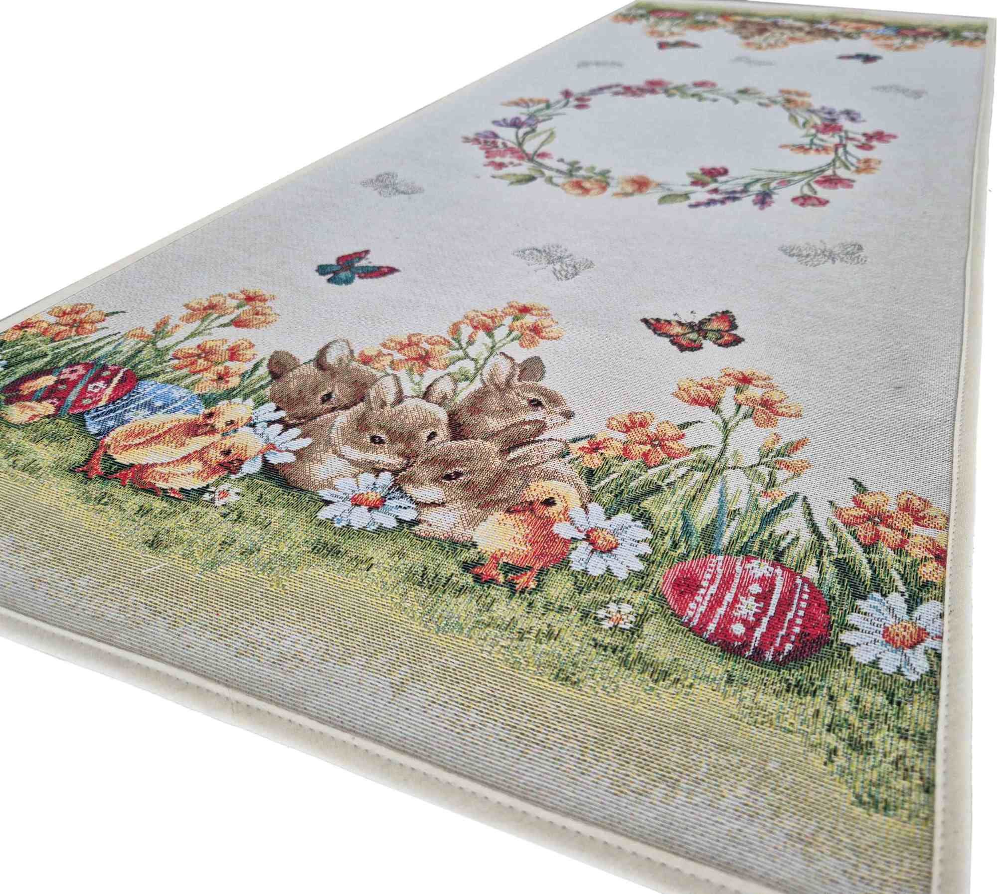 Bieżnik Wielkanocny 40x100 cm gobelinowy V60 z Zajączkami