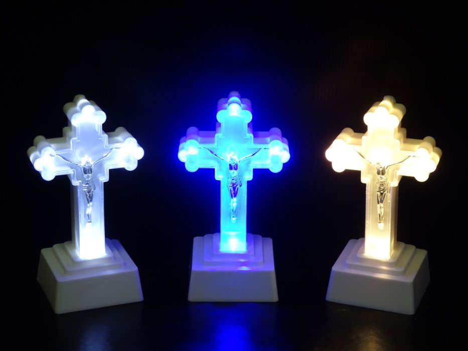 Krzyż 18cm Krzyżyk 18 cm Świecący Led - Wkład Znicz + Baterie - OKAZJA