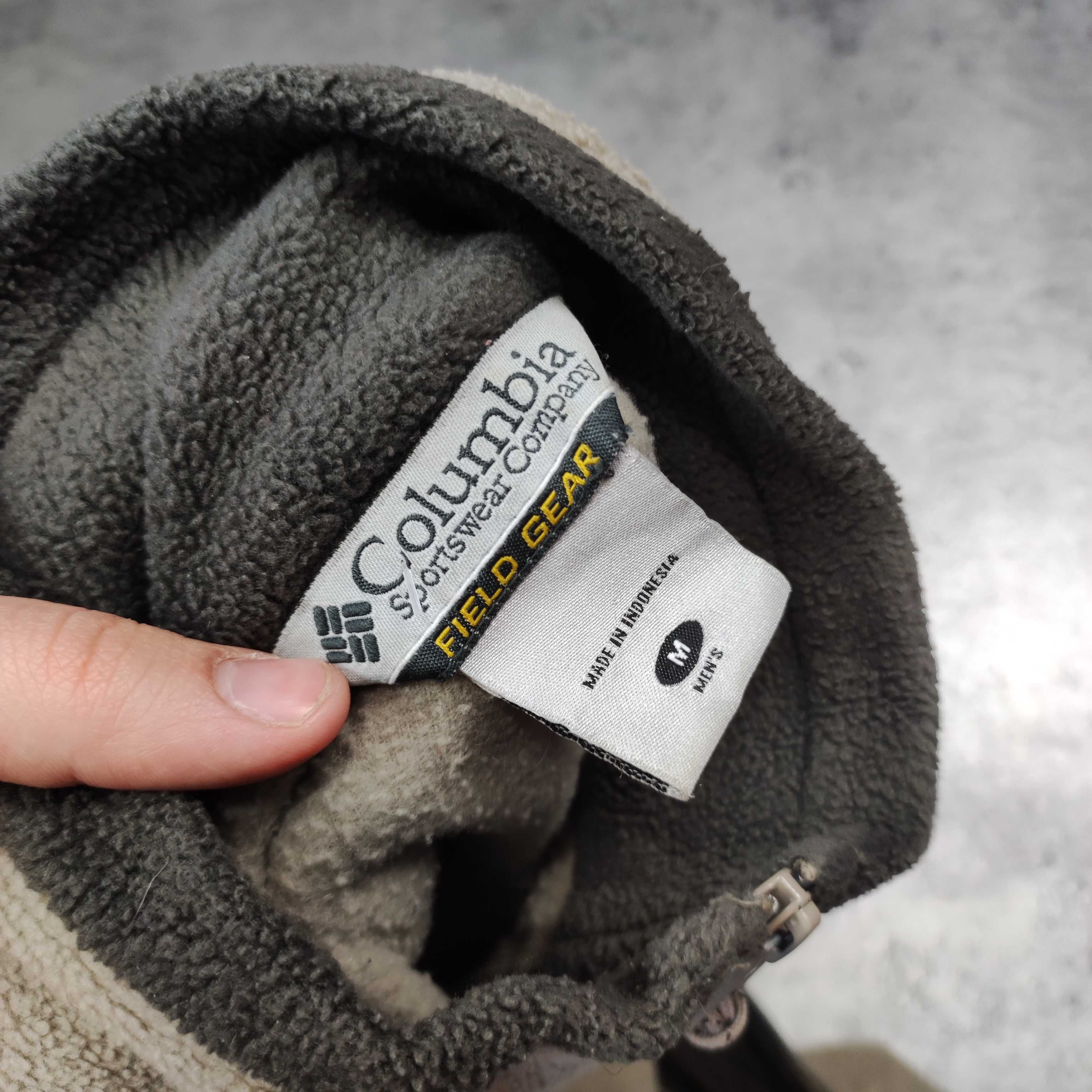 MĘSKA Kamizelka Polar Górska Trekking Columbia Field Gear Beżowa Logo