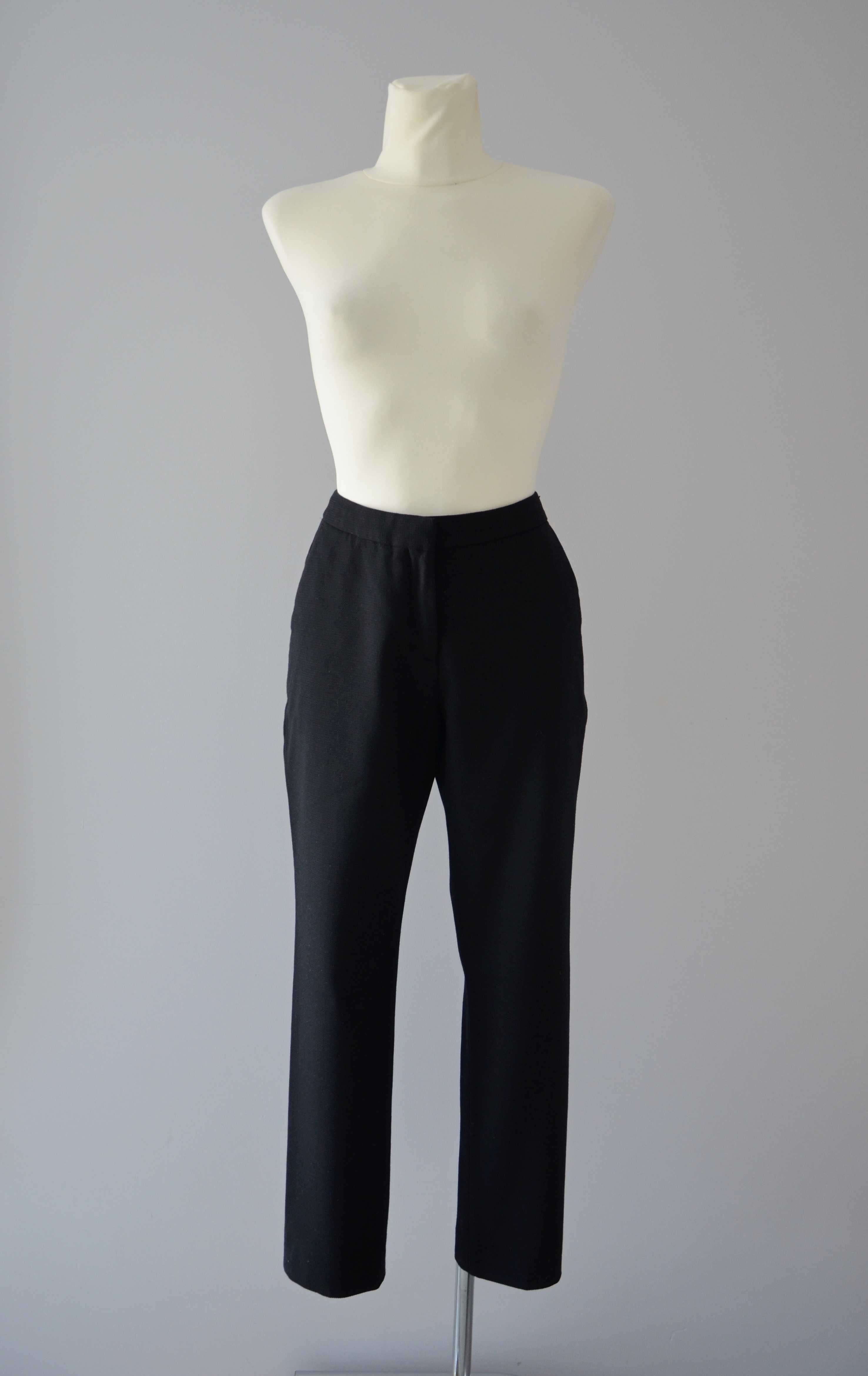 Reiss Dartmouth czarne wełniane spodnie premium wełna wool black 38 M
