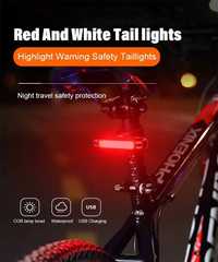 Lanterna Traseira para Bicicleta Recarregável USB Lâmpada Luz LED