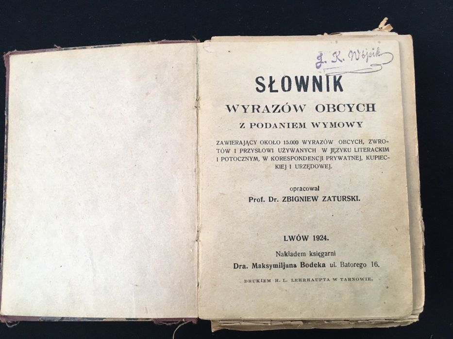 Słownik wyrazów obcych, Zbigniew Zatruski, Lwów 1924 r.