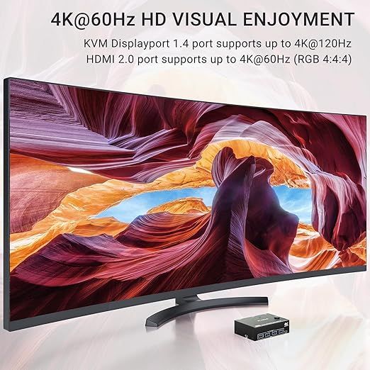 YOUTINGHDAV Przełącznik KVM USB 3.0 HDMI + DP dla 2 Monitorów 4K