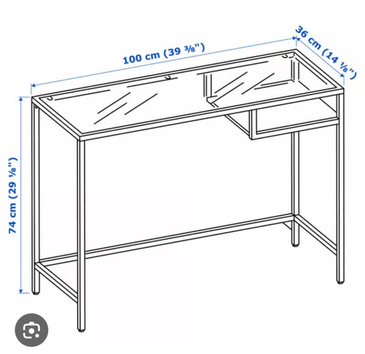 Consola secretária VITTSJO IKEA preto vidro