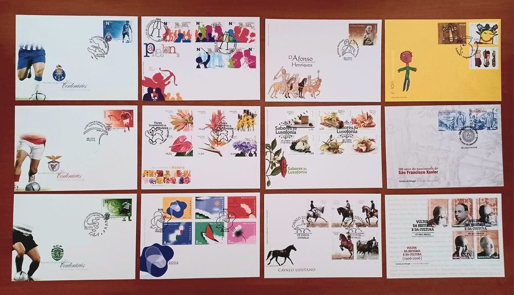 80 FDC - Envelopes com selos e carimbo (1° dia de circulação)