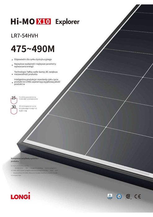 Topowy moduł PV 2025 LONGi X10 – moc 480W, HPBC 2.0, odporność na cień