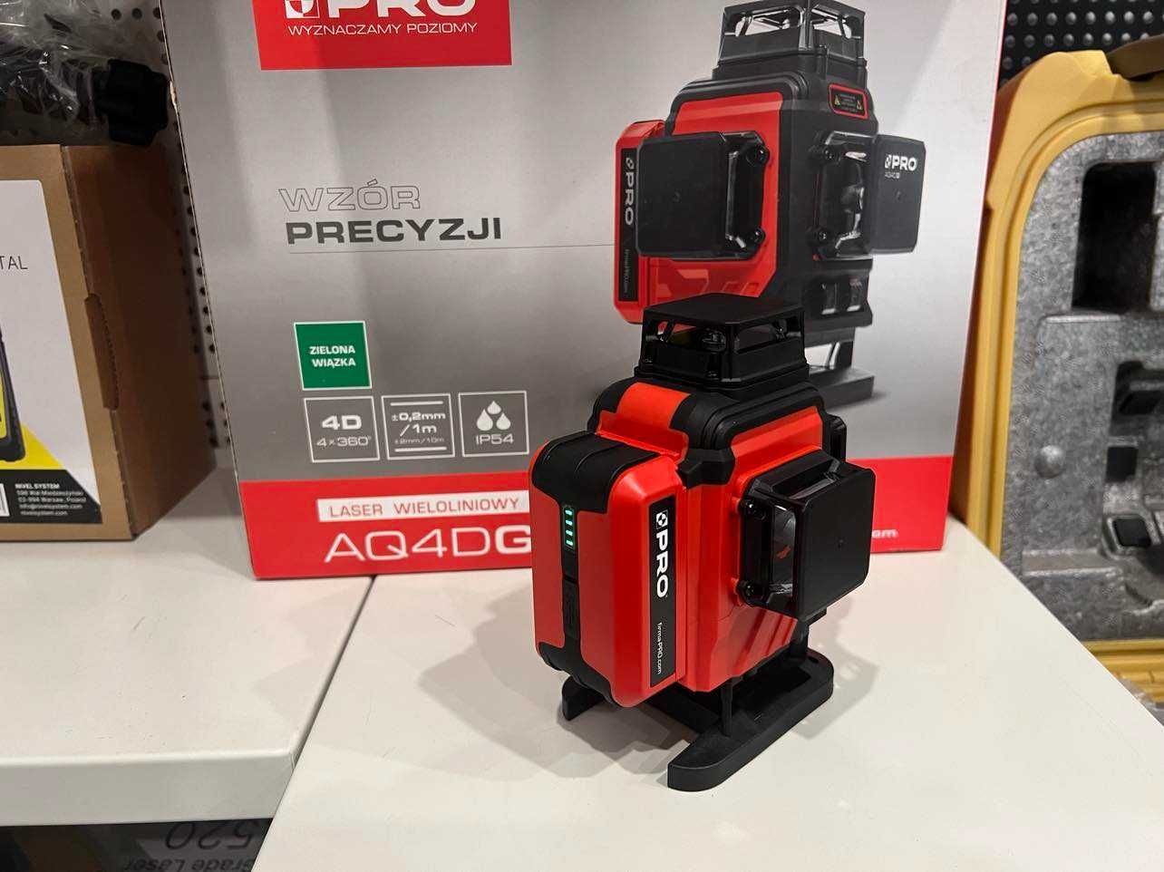 Laser Krzyżowy Zielony PRO AQ4DG Zestaw 4 Wiązki Leica Nivel Hilti