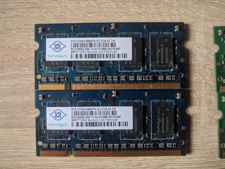Pamięć DDR2  2szt Nanya,2szt Hynix,1szt Samsung 512MB 2Rx16 PC2-5300S
