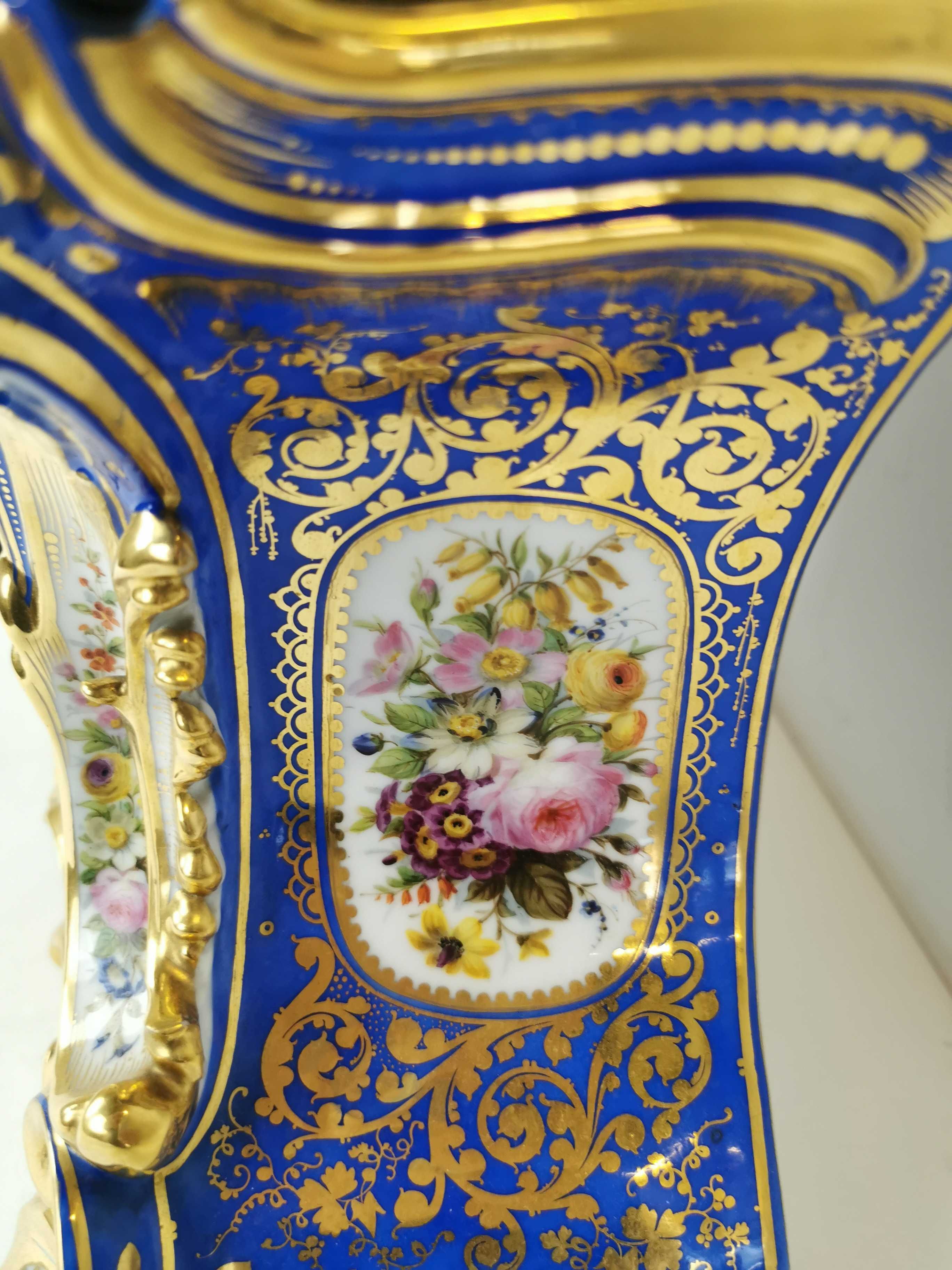 Zegar porcelanowy XIX kominkowy