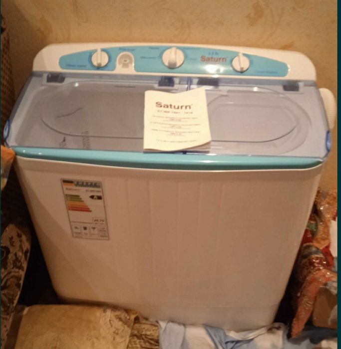 Полуавтоматическая стиральная машинка сатурн с таймером центрифугой