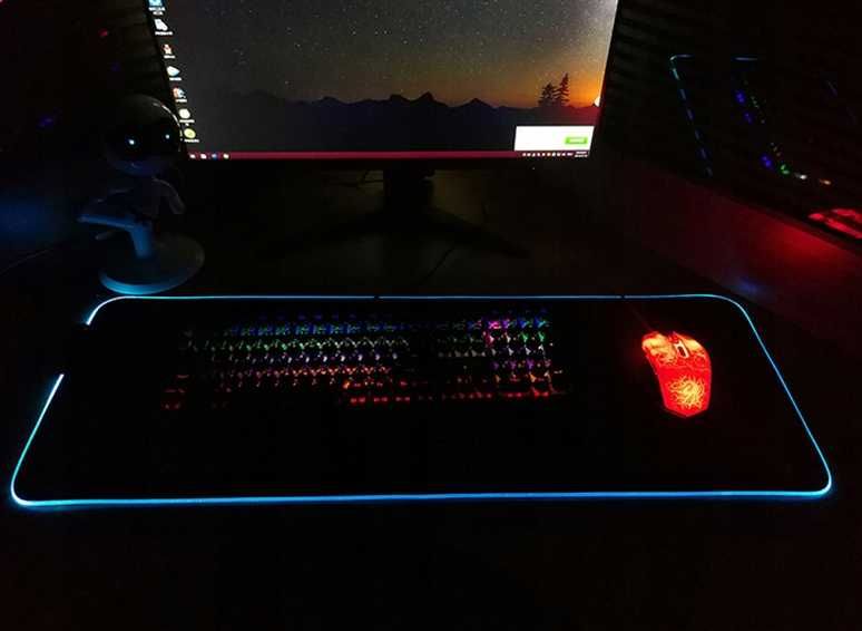 PODKŁADKA GAMINGOWA pod mysz klawiaturę led rgb 80x30cm