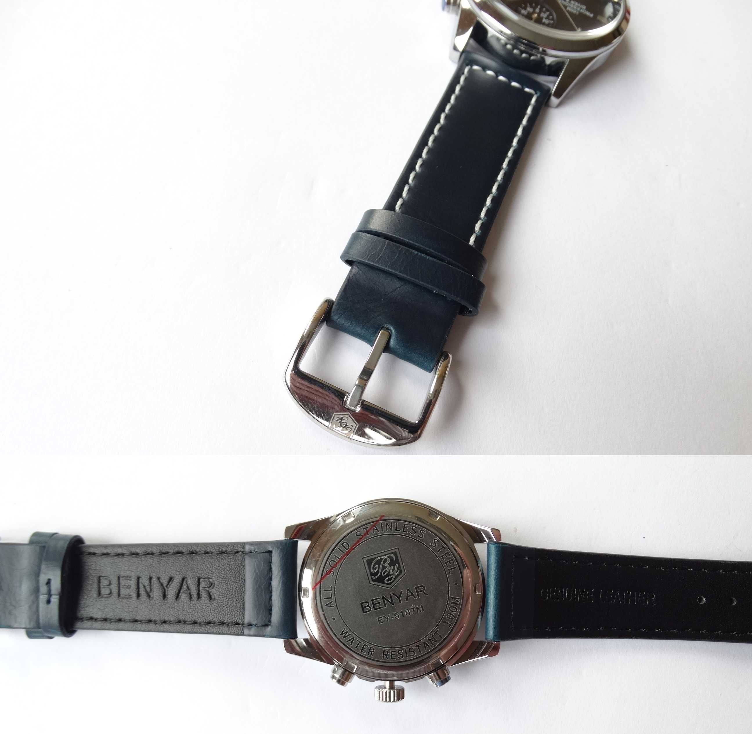 Zegarek Benyar 42mm granatowa tarcza pasek chronograf wodoszczelny
