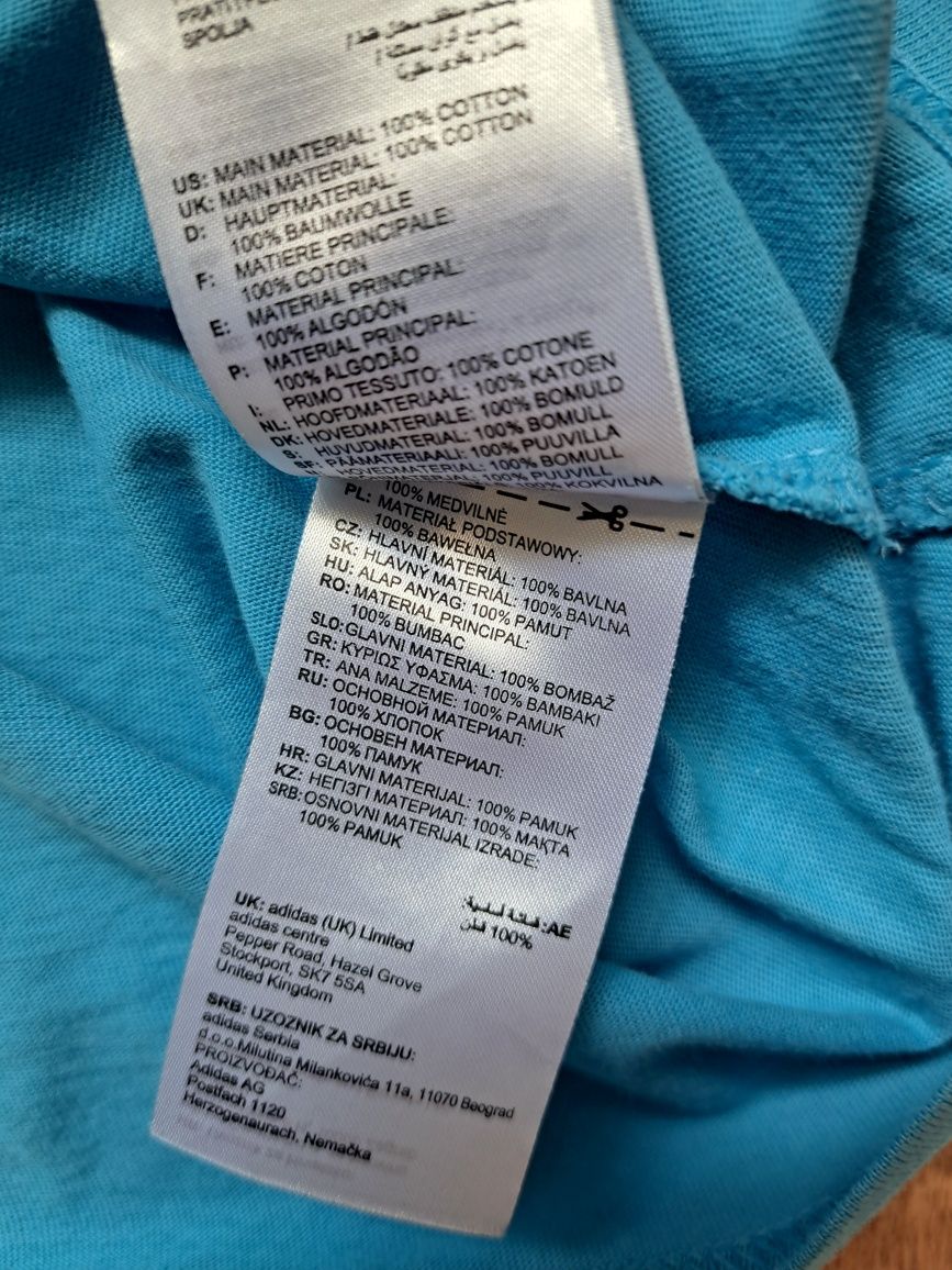 Niebieska koszulka z krótkim rękawem, koszulka, rozmiar S, Adidas
