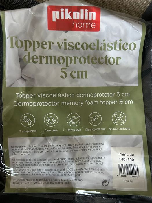 Topper viscoelastico dermoprotector Pikolin 140x190