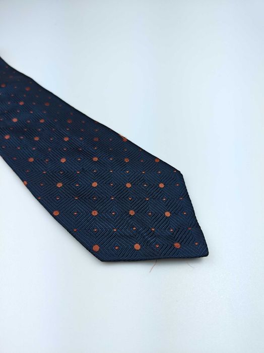 Roccobarocco granatowy włoski jedwabny krawat w kropki wrz339