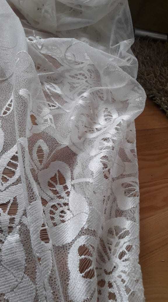 Firanka żakardowa ecru wys 250 cm wzór kwiaty piecówka