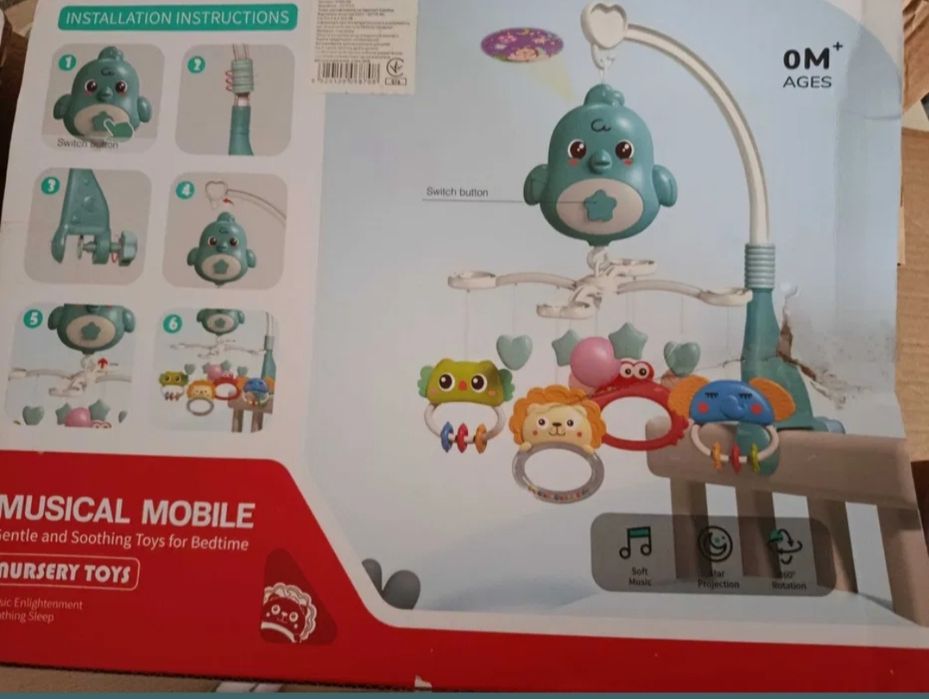 Мобіль на ліжечко Тварини 648A-68, з проектором, музичний, світло