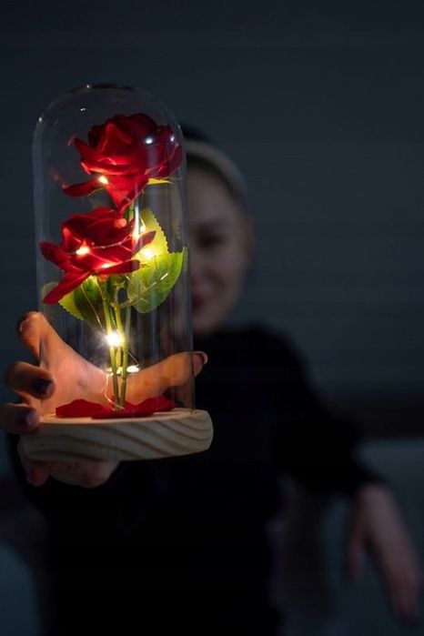 Wieczna Róża W Szkle Świecąca Led Prezent Na Dzień Matki, Kobiet Dla M