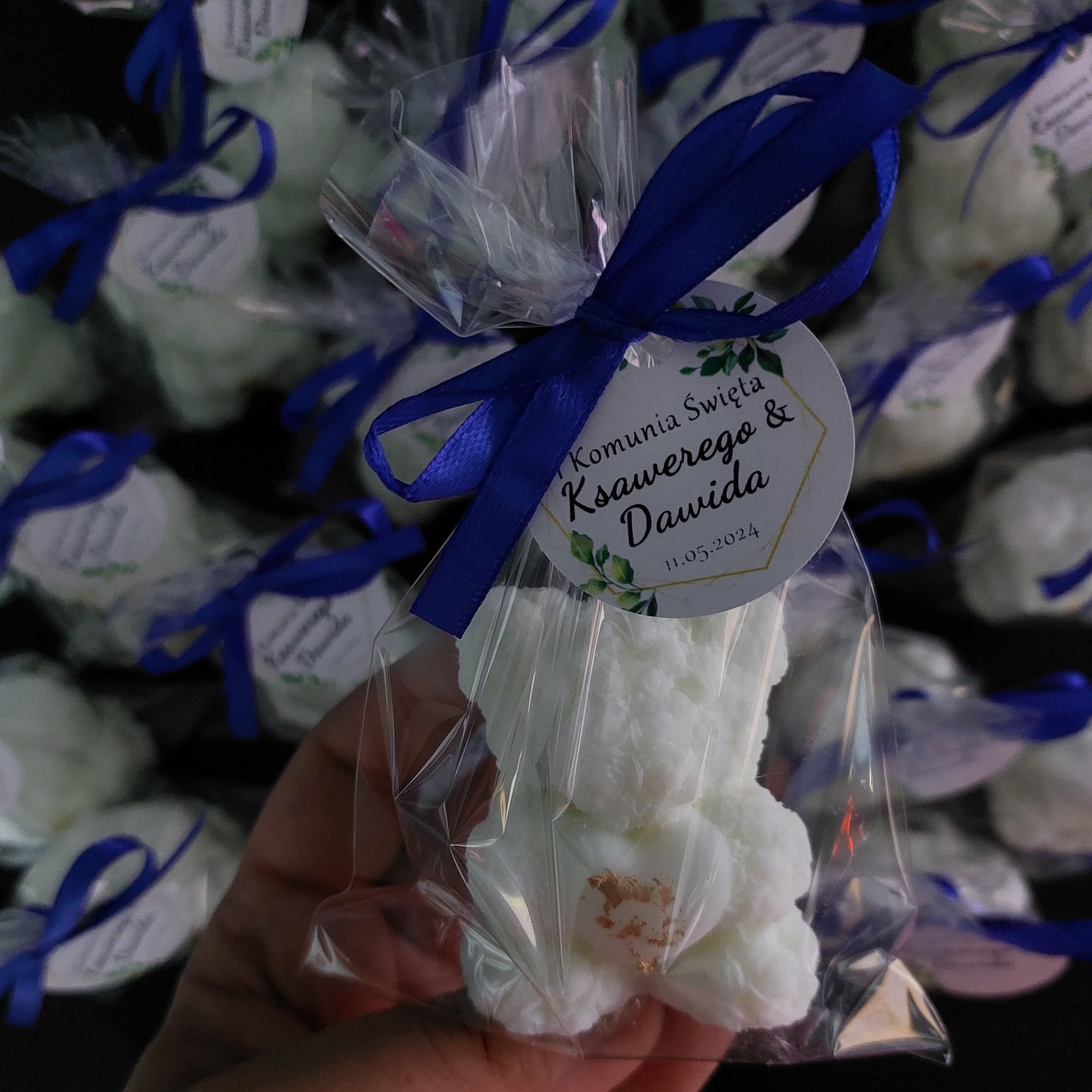 Miś z serduszkiem świeczka chrzest  roczek baby shower komunia