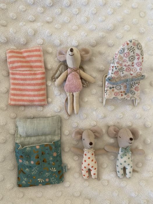 Maileg Twins myszki + kocyki + Fairy aniolek + bujaczek