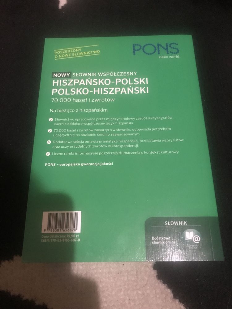 Słownik PONS Współczesny hiszpańsko polski polsko hiszpański