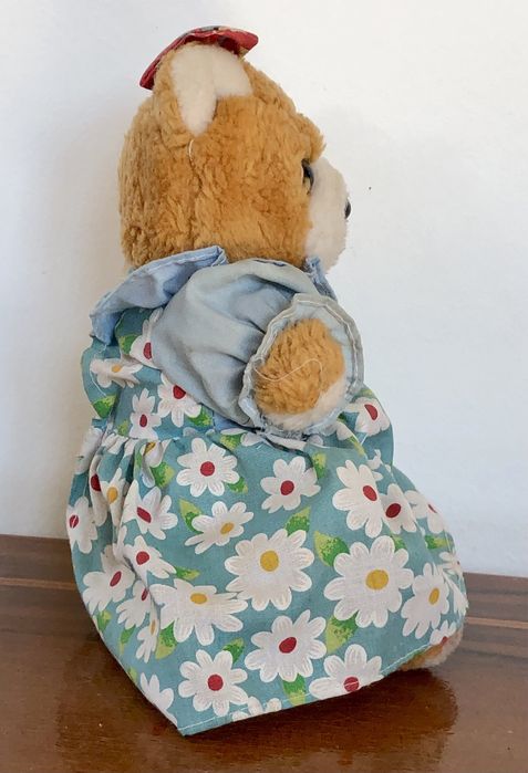 RETRO Miś w sukience z kokardką z czasów PRL zabawka pluszak maskotka