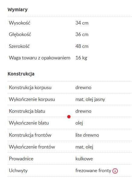 Szafka nocna z szufladą drewniana ADRIA