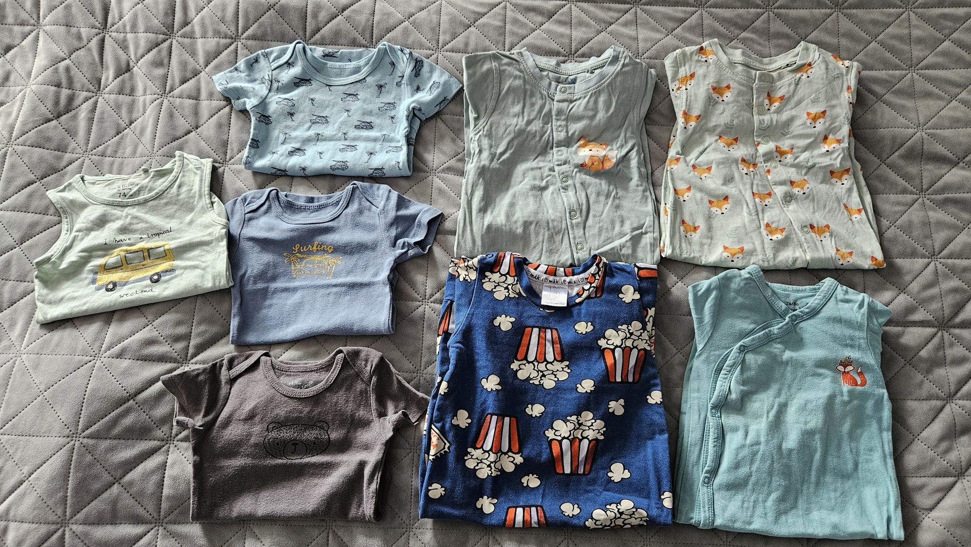 Zestaw ciuszków pajace I body rozmiar 74 cm 4x body 4 x pajacyki