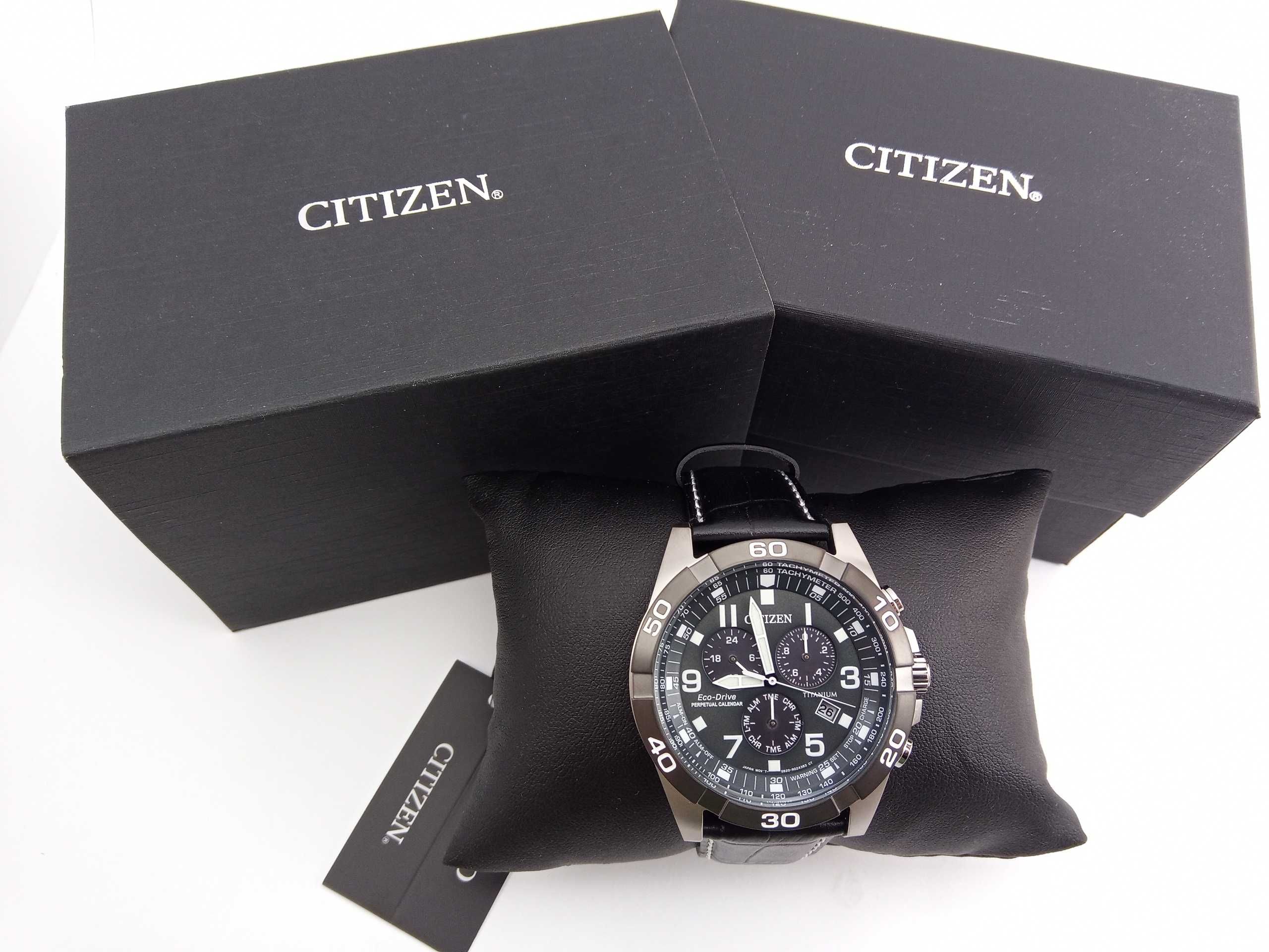 Мужские титановые часы Citizen BL5558-15H вечник, будильник, хронограф