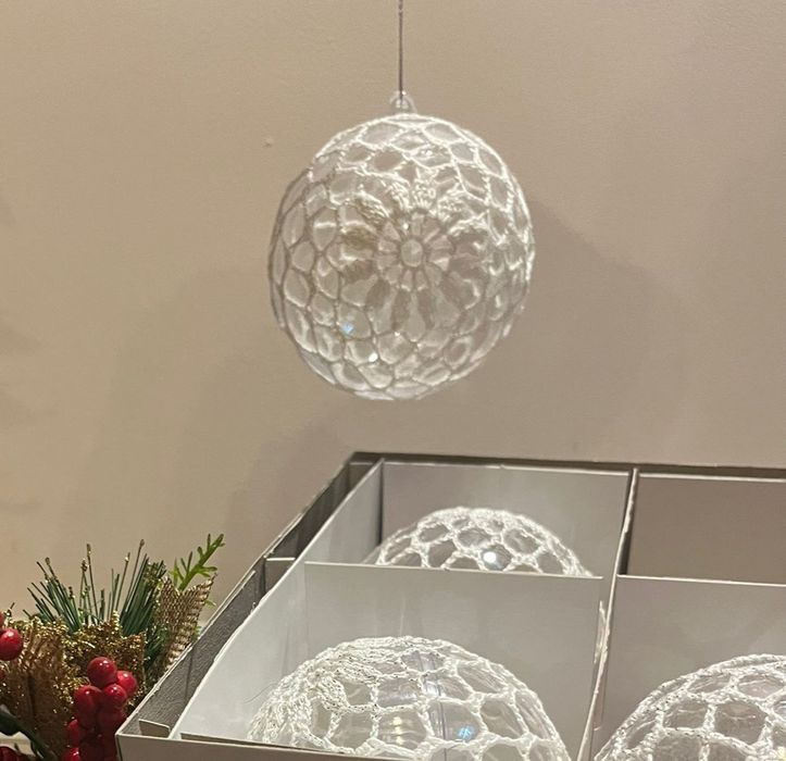 Bombki na choinkę 8 cm własnoręcznie wyszydełkowane