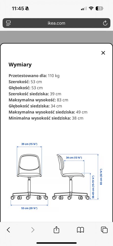 Krzeslo ikea obrotowe